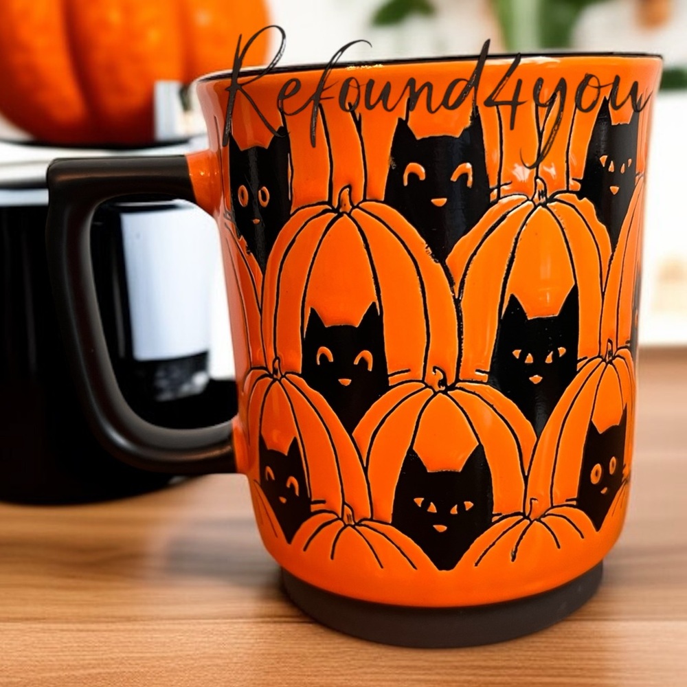 Spectrum - 3/$48 - ‘Cats & Pumpkins’ Ceramic Mug. NWT. Firm!